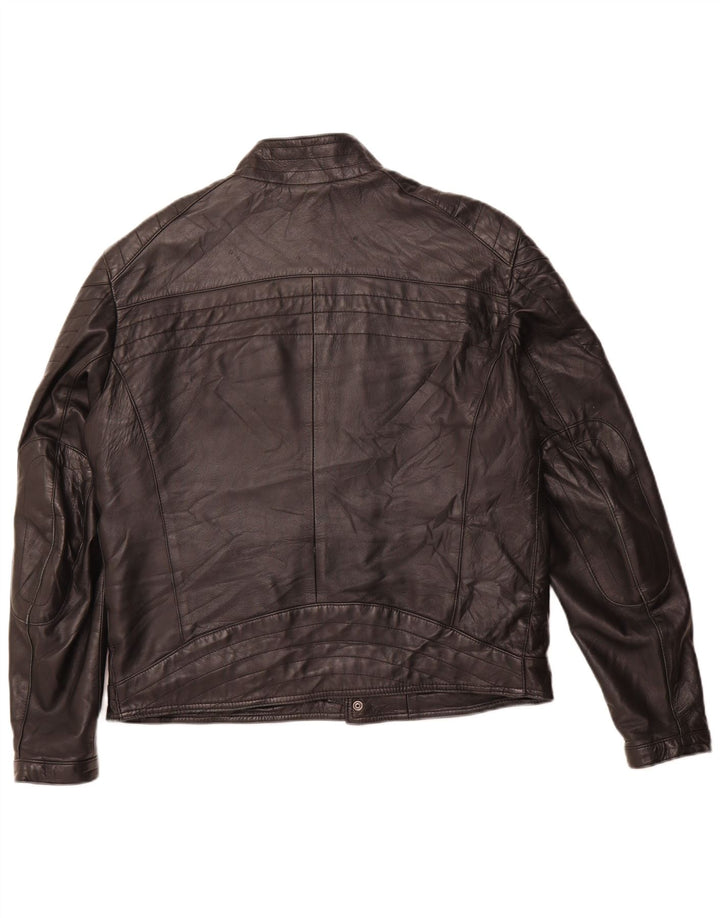 VINTAGE muška kožna trkaća jakna IT 54 2XL crna koža