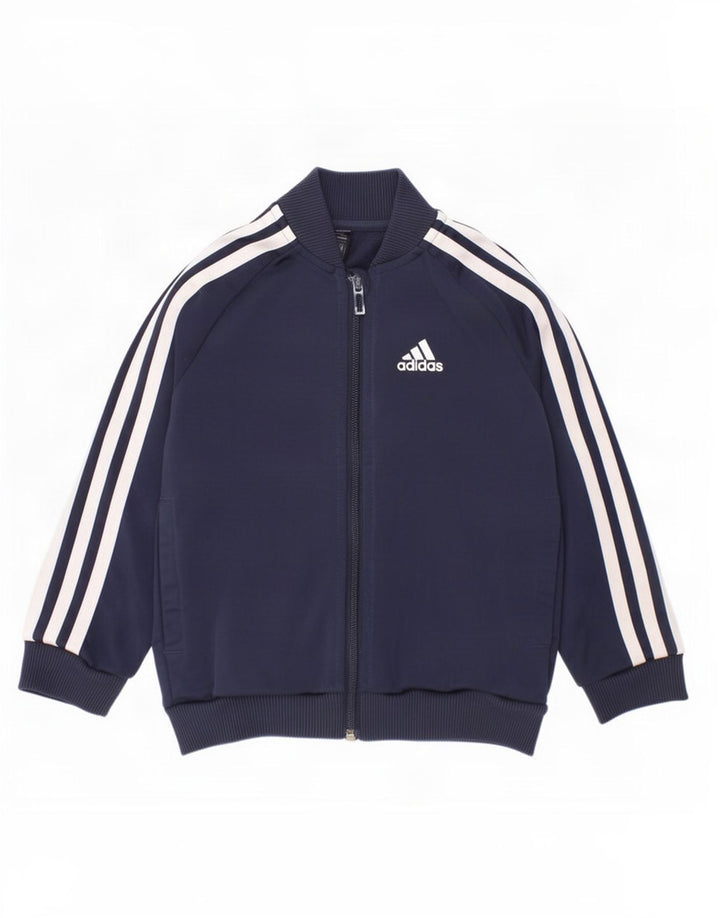 Gornja jakna od trenirke Adidas za dječake 3-4 godine tamnoplavi poliester
