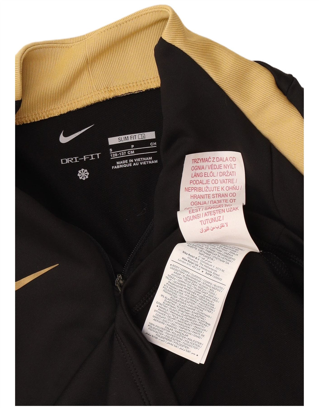 Nike Boys Dri Fit Zip Neck Pullover Top Trenirka 8-9 Years Small Black