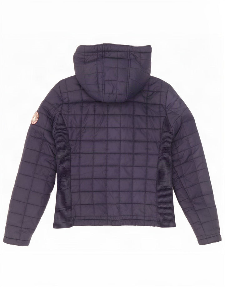 Superdry ženska podstavljena jakna s kapuljačom UK 12 srednje tamnoplavi poliester