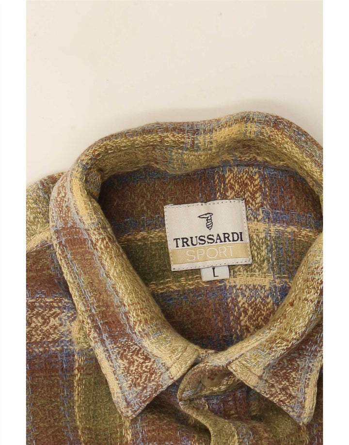Trussardi muška flanelska košulja s velikim zelenim karirama