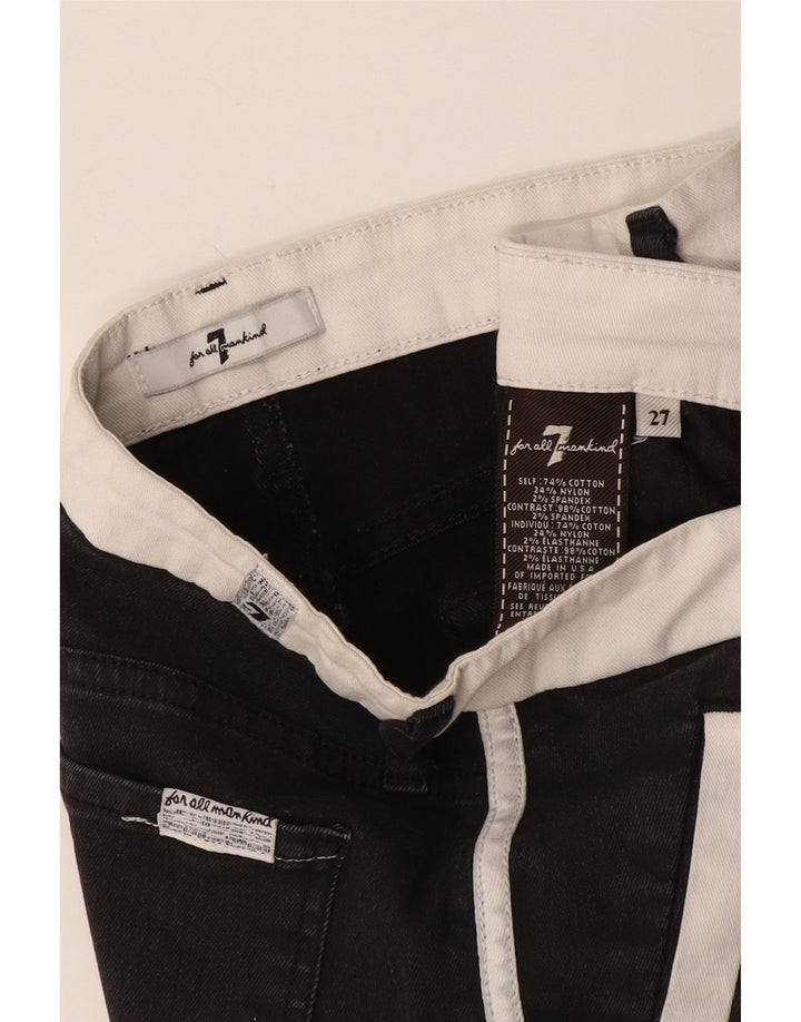 7 For All Mankind Ženske kratke uske traperice W27 L25 crni pamuk u boji