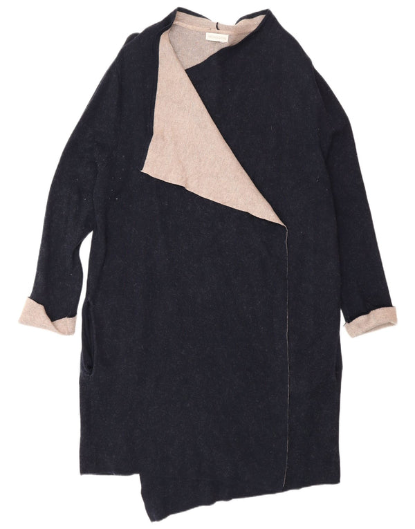 Monsoon ženski dugi otvoreni kardigan pulover UK 16 Veliki tamnoplavi pamuk