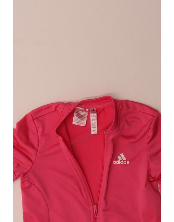 ADIDAS Girls Tracksuit Top Jacket 9-10 Years Pink