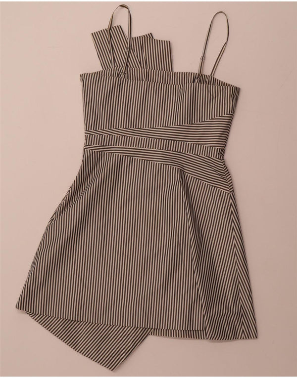 KAREN MILLEN Ženska asimetrična haljina A-kroja UK 12 srednje crna na pruge