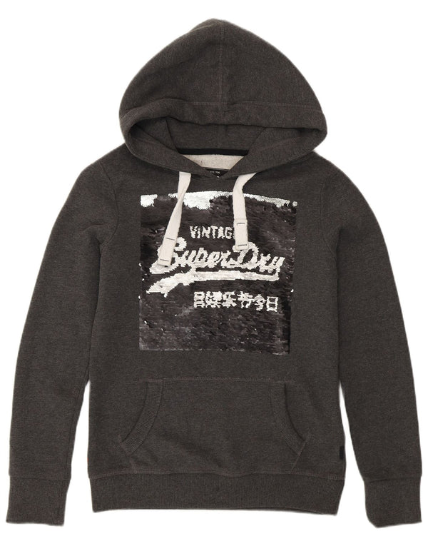 Superdry ženska majica s kapuljačom s kapuljačom UK 8 Mali sivi pamuk