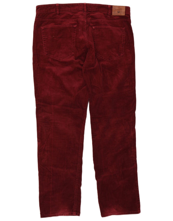 GANT Muške ravne hlače od samta W38 L32 Bordo pamuk