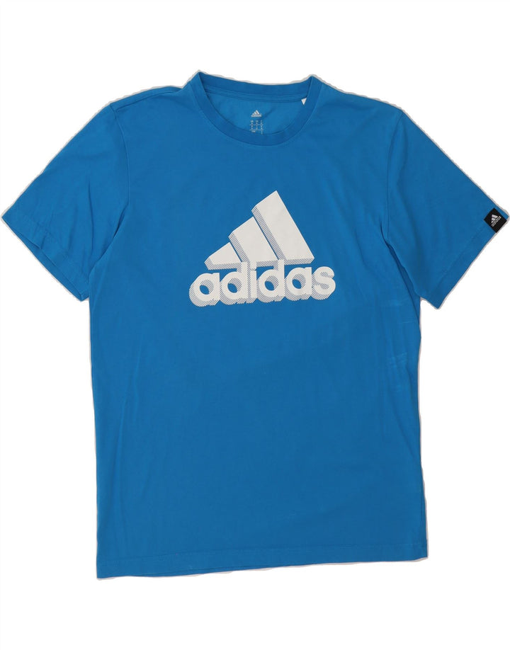 ADIDAS Mens Climalite Graphic T-Shirt Top Medium Blue Cotton Vintage Adidas and Second-Hand Adidas from Messina Hembry 