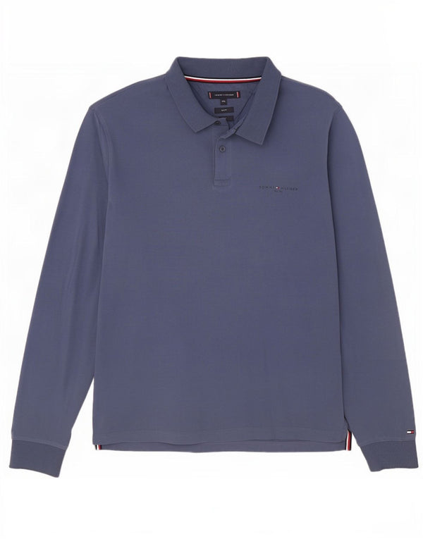 Tommy Hilfiger muška uska polo majica dugih rukava 2XL tamnoplavi pamuk