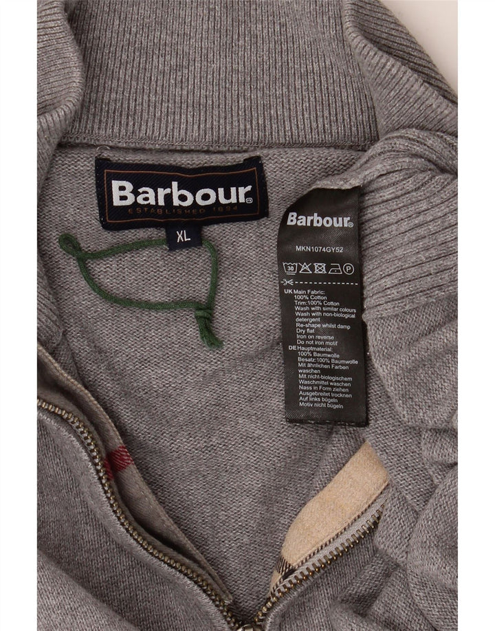 Barbour muški džemper XL s patentnim izrezom, sivi pamuk