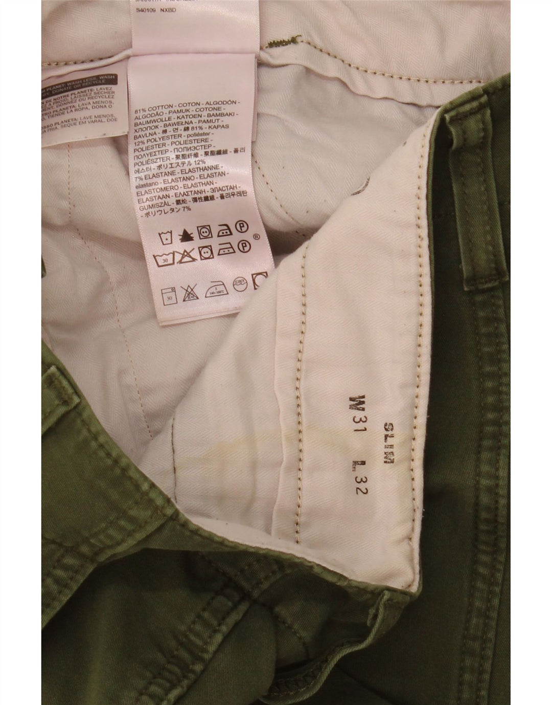 Levi's muške uske kargo hlače W31 L30 Zeleni pamuk