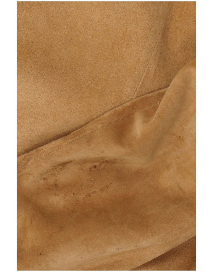 Vintage ženska jakna od brušene kože s 2 gumba UK 14 srednje smeđa