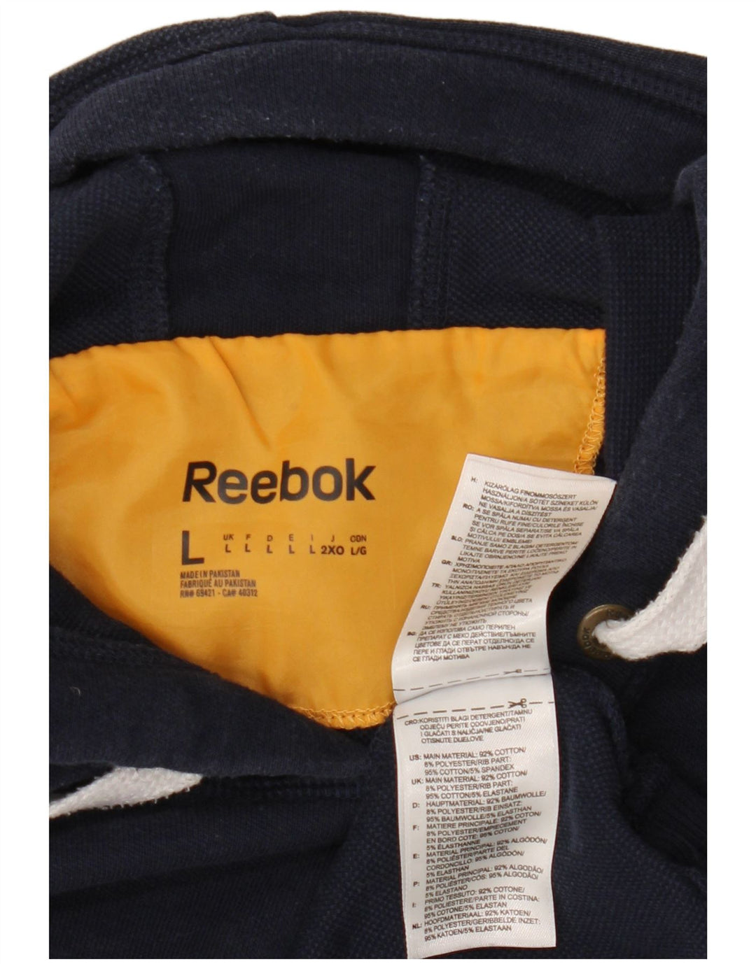 REEBOK muška majica s kapuljačom s kapuljačom, veliki tamnoplavi pamuk