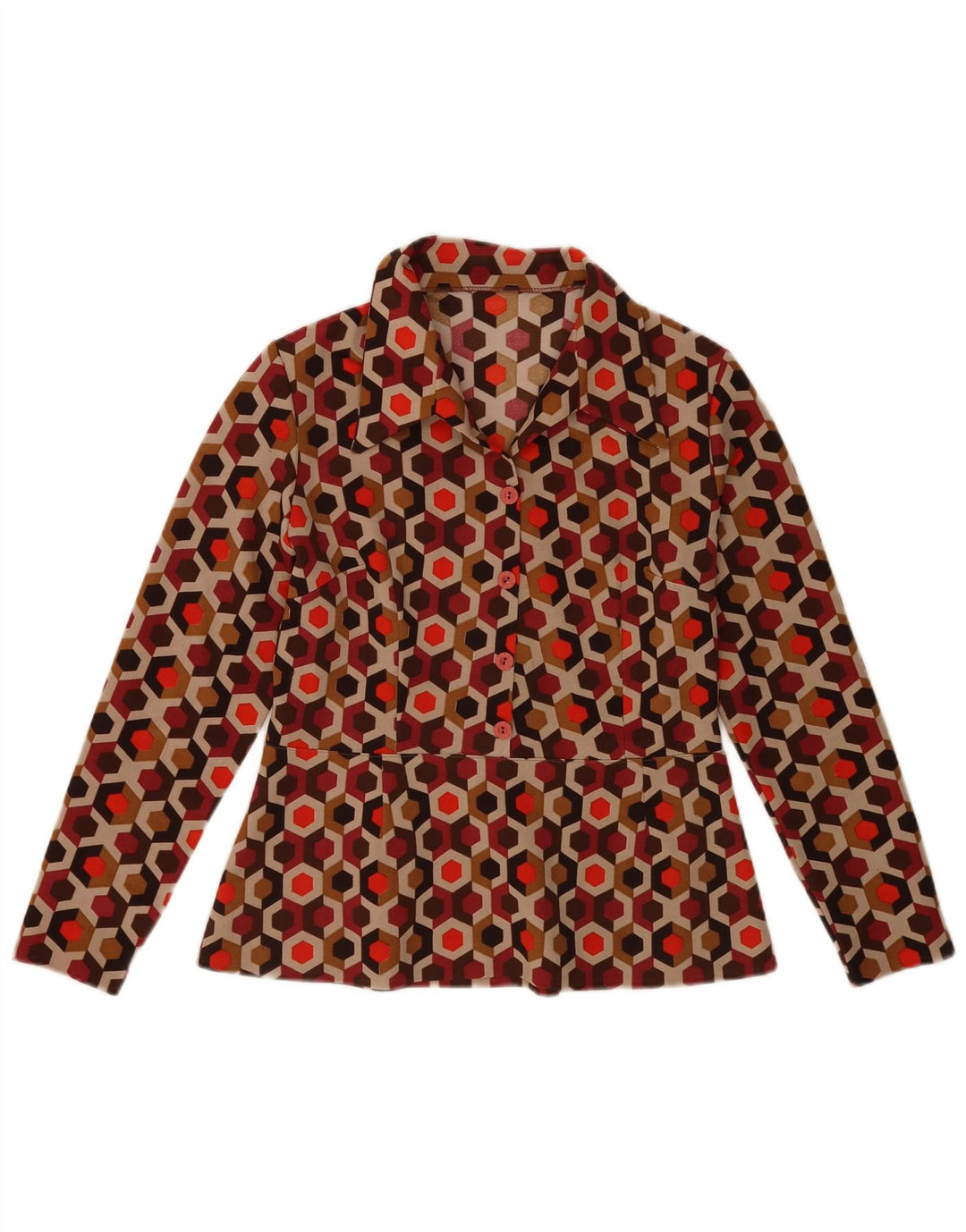 VINTAGE ženska majica s dugim rukavima UK 12 srednje raznobojna geometrijska