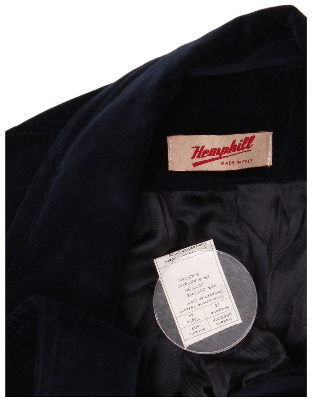 Vintage ženska baršunasta jakna sa 2 gumba IT 44 srednje tamnoplavi pamuk