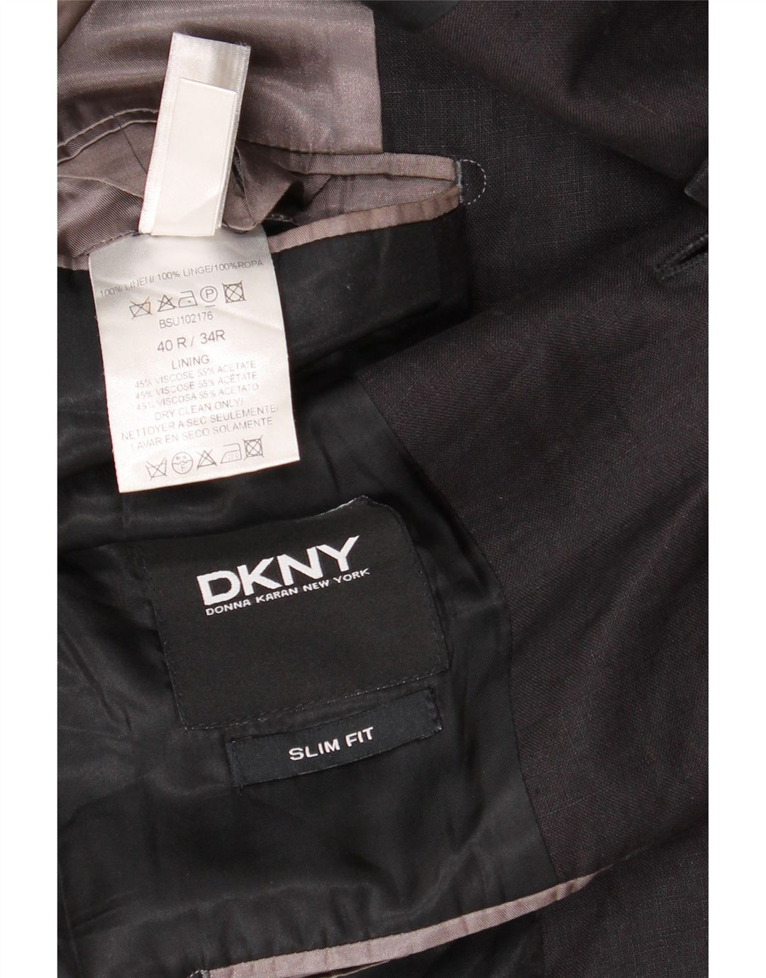 DKNY muška uska jakna s jednim gumbom UK 40 Velika crna vunena