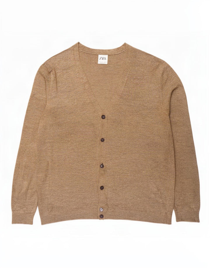 Zara muški kardigan pulover Large Beige