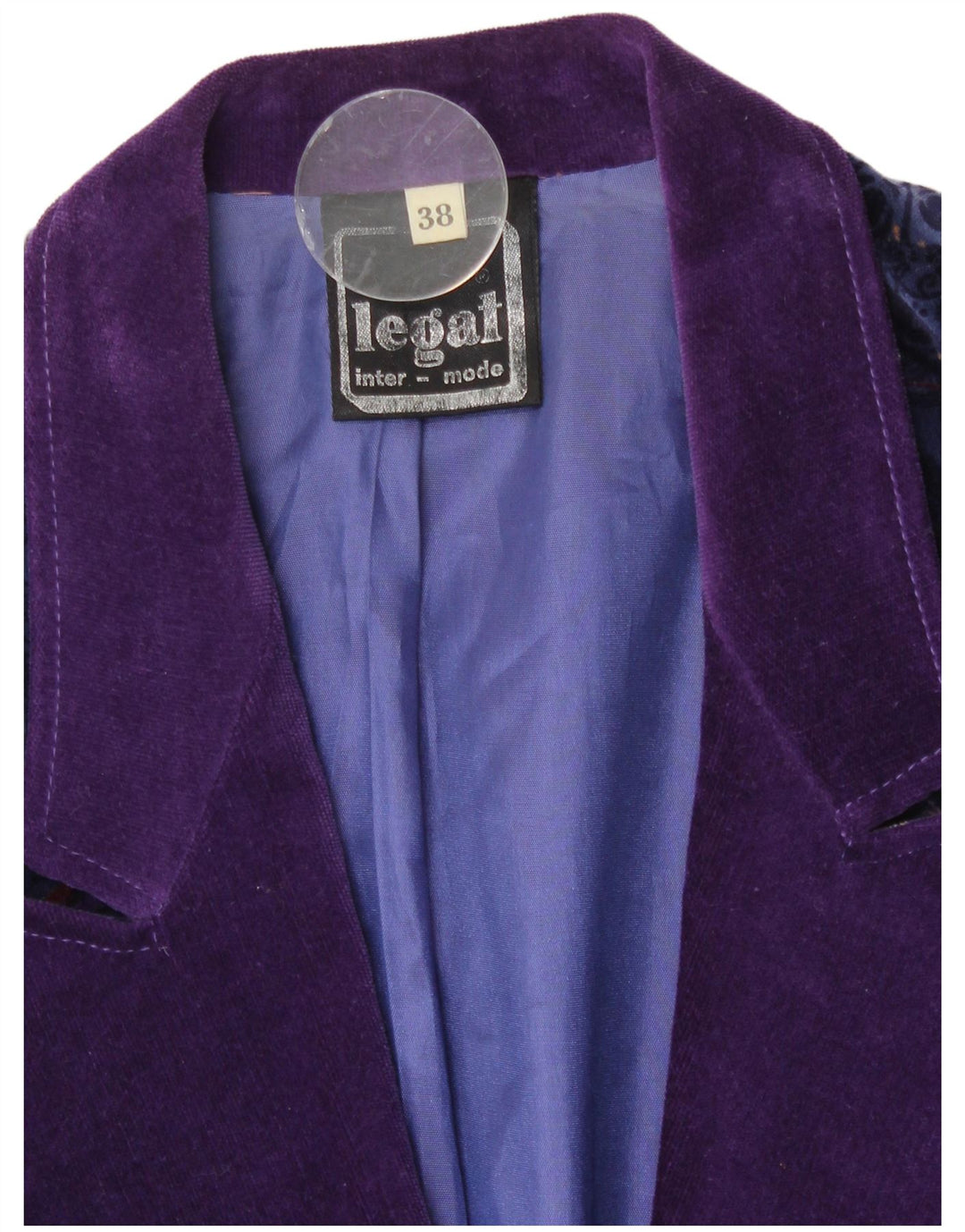 Vintage ženska baršunasta jakna s 1 gumbom EU 38, srednje tamnoplava cvjetna