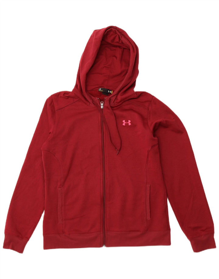 UNDER ARMOUR Ženski pulover s kapuljačom s patentnim zatvaračem UK 16 Veliki tamnocrveni poliester
