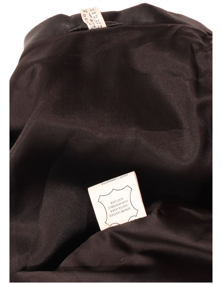 Vintage ženski kožni kaput UK 14 Srednja crna koža