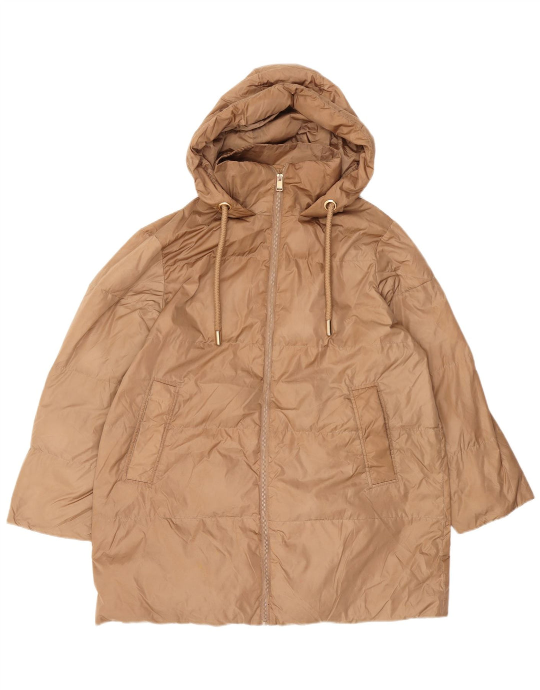 Zara ženski preveliki podstavljeni kaput s kapuljačom UK 10 Small Beige