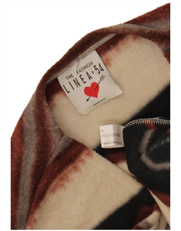 VINTAGE ženska jakna od flisa s dugim rukavima UK 14 srednje raznobojnih pruga