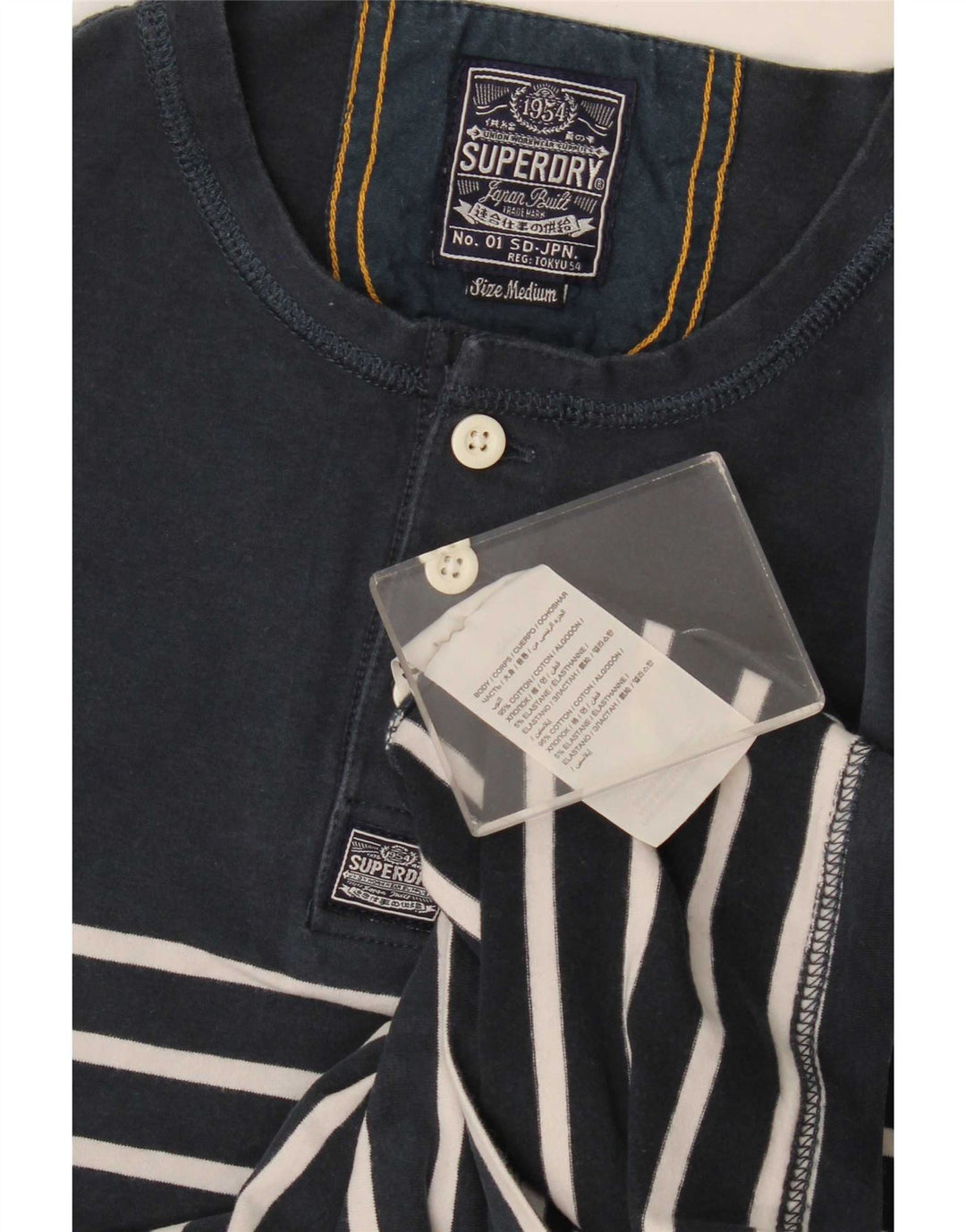 Superdry muška obična majica s dugim rukavima srednje tamnoplave pruge