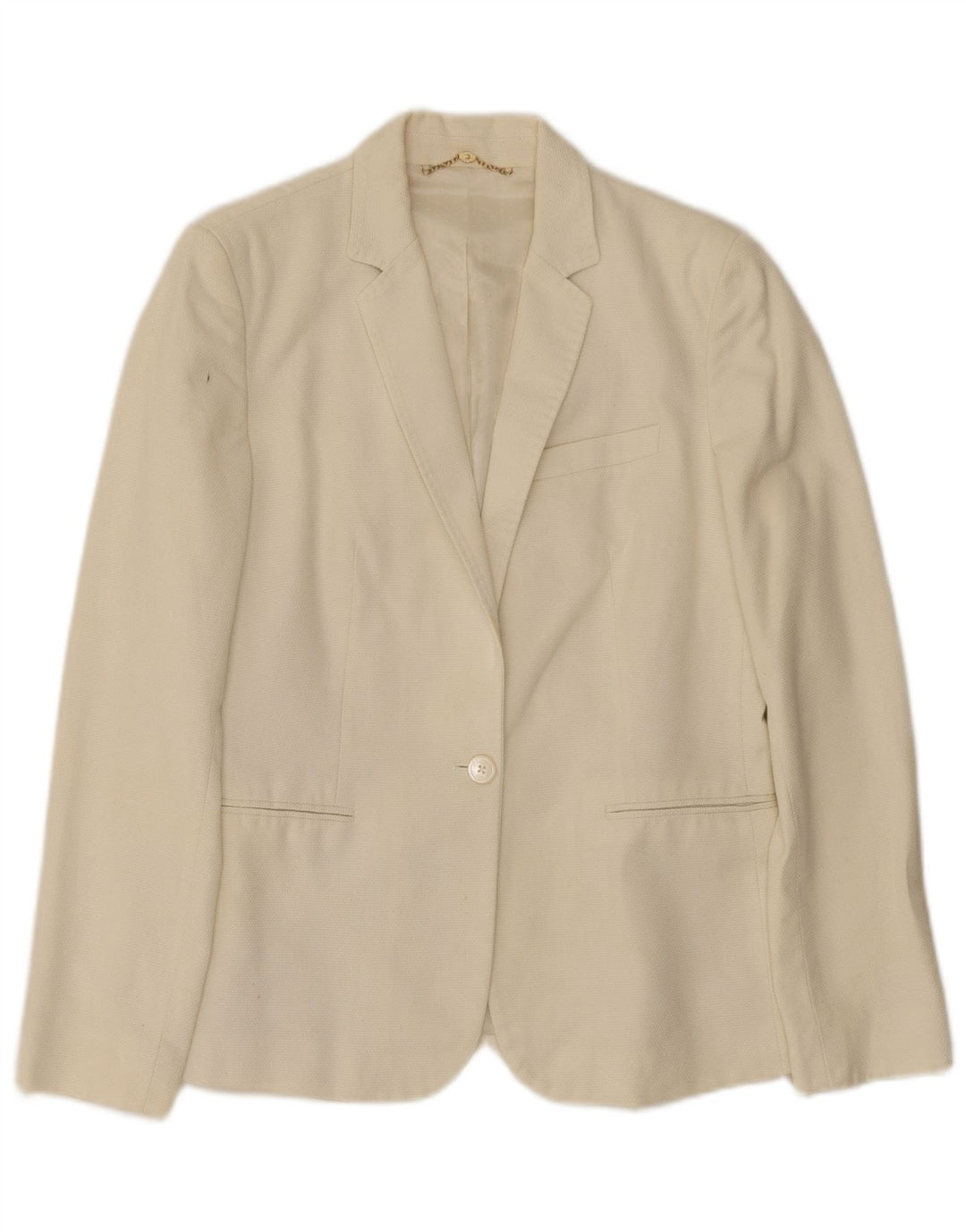 Massimo Dutti Ženska jakna s 1 gumbom EU 40, srednje bijeli pamuk