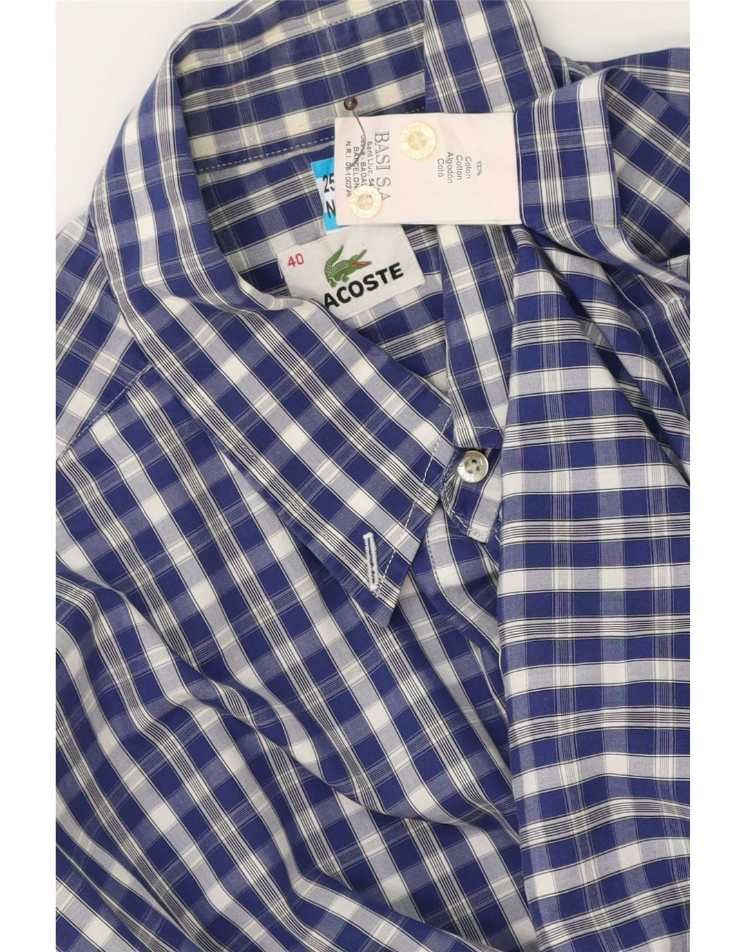 Lacoste muška košulja kratkih rukava, veličina 40, srednje plavi pamuk od ginghama