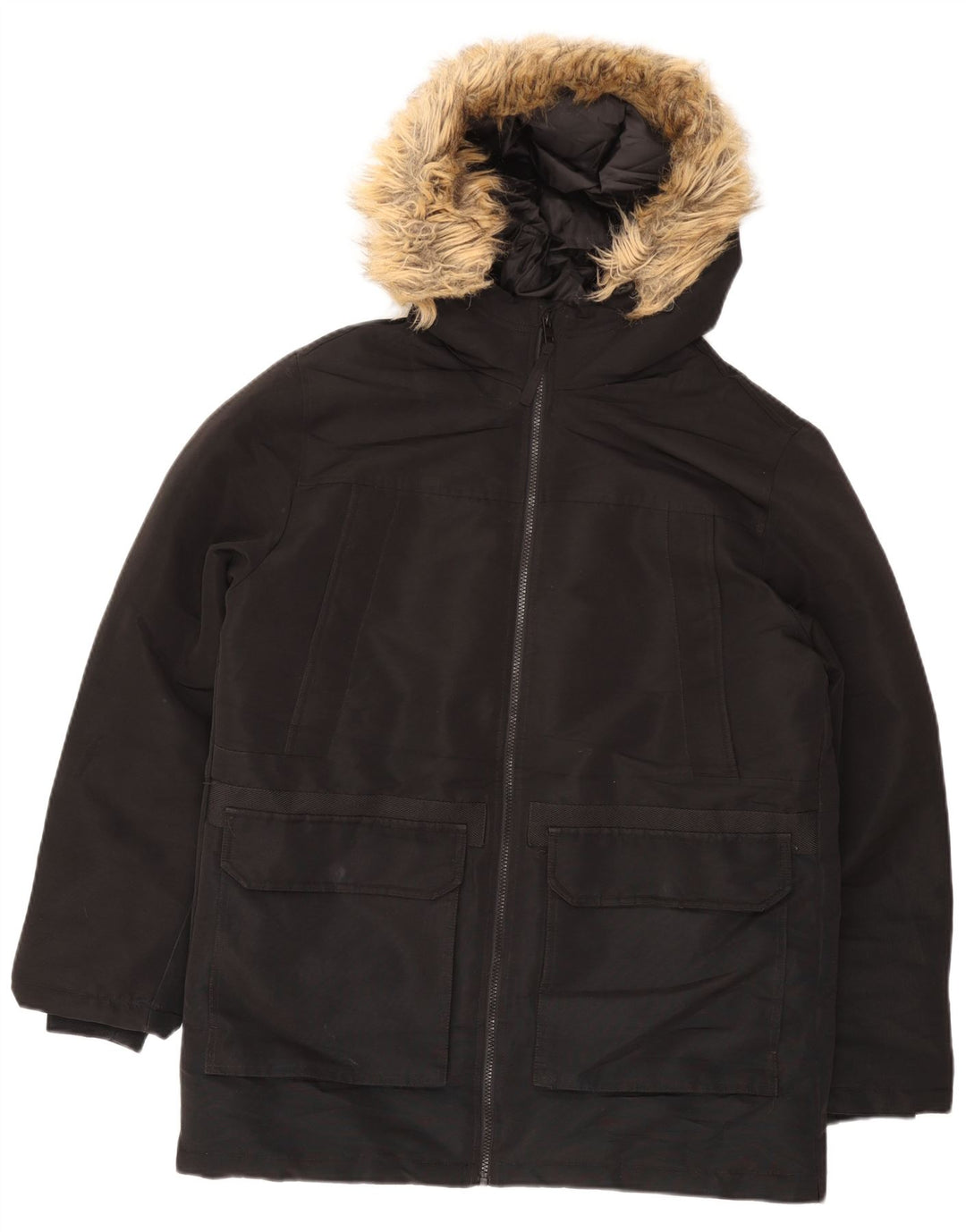 Jack & Jones muška parka jakna s kapuljačom UK 40 veliki crni poliester