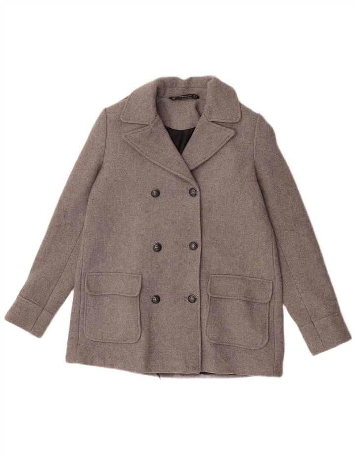 Zara ženski Trafaluc Pea Coat UK 6 XS sivi poliester