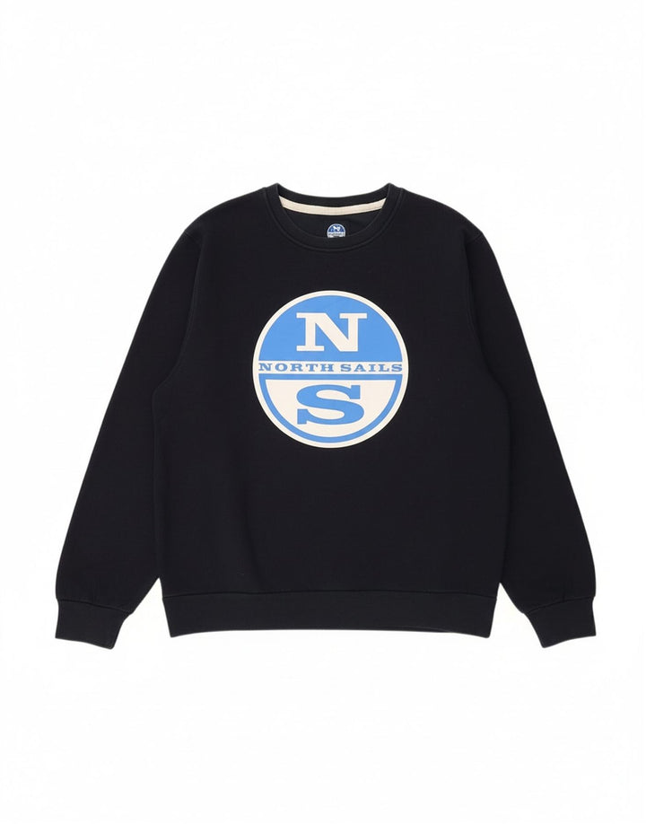 NORTH SAILS Mens Graphic Sweatshirt Jumper XL Navy Blue Cotton