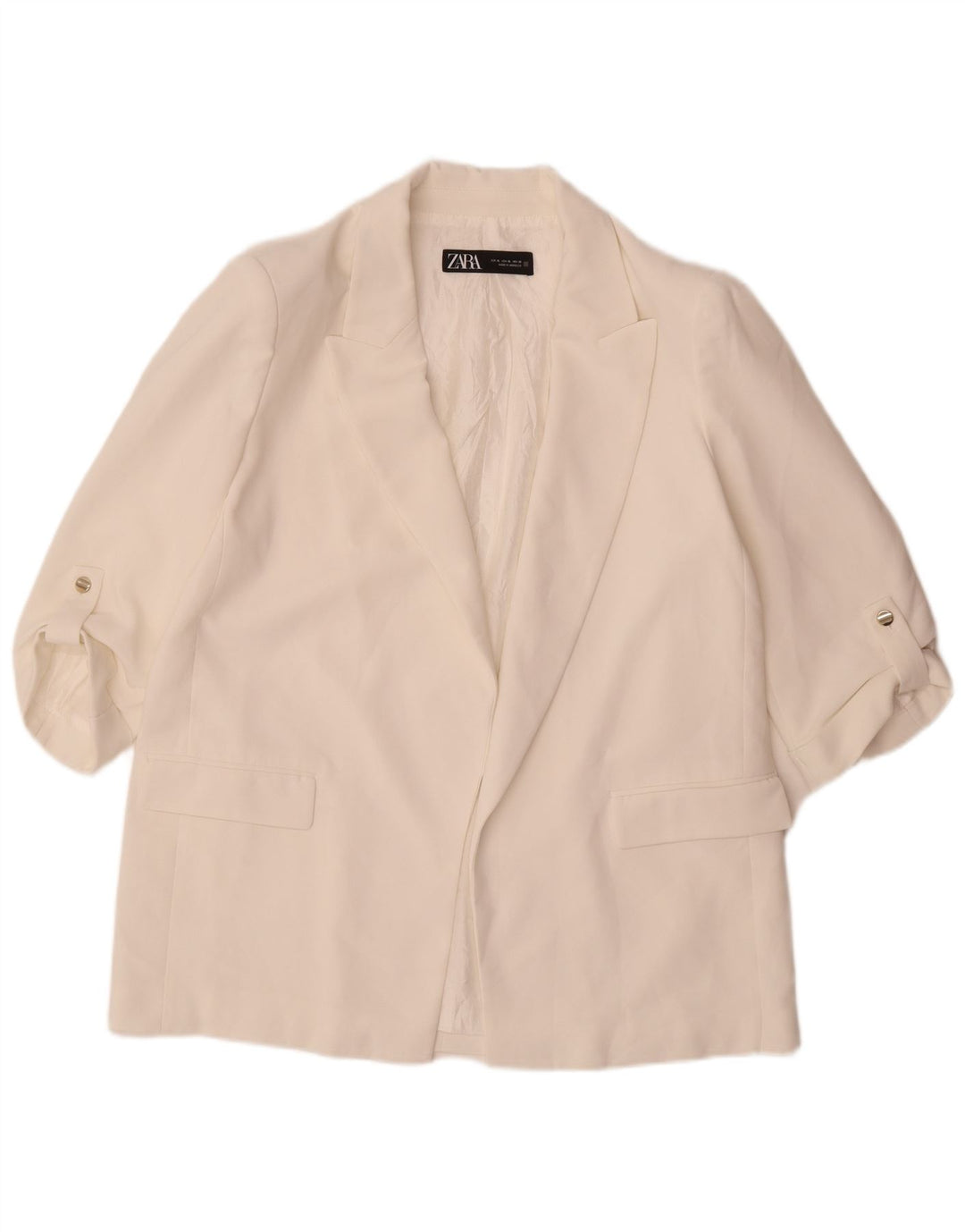 Zara ženska otvorena jakna s 3/4 rukavima UK 18 XL bijeli poliester