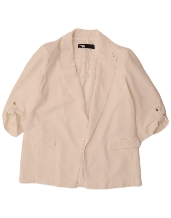 Zara ženska otvorena jakna s 3/4 rukavima UK 18 XL bijeli poliester