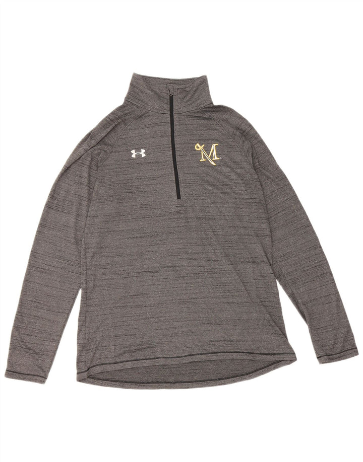 UNDER ARMOUR Muška trenirka Heat Gear Zip Neck Pulover Gornji dio srednje sive boje