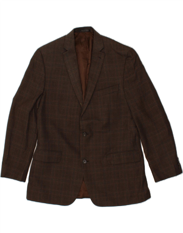 MICHAEL KORS Mens 2 Button Blazer Jacket UK 42 XL Brown Check Polyester Vintage Michael Kors and Second-Hand Michael Kors from Messina Hembry 