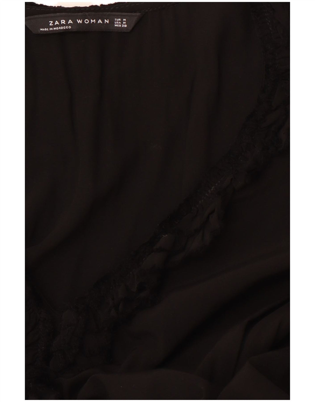 ZARA ženska haljina A-kroja dugih rukava s volanima sprijeda UK 12 Srednje crna