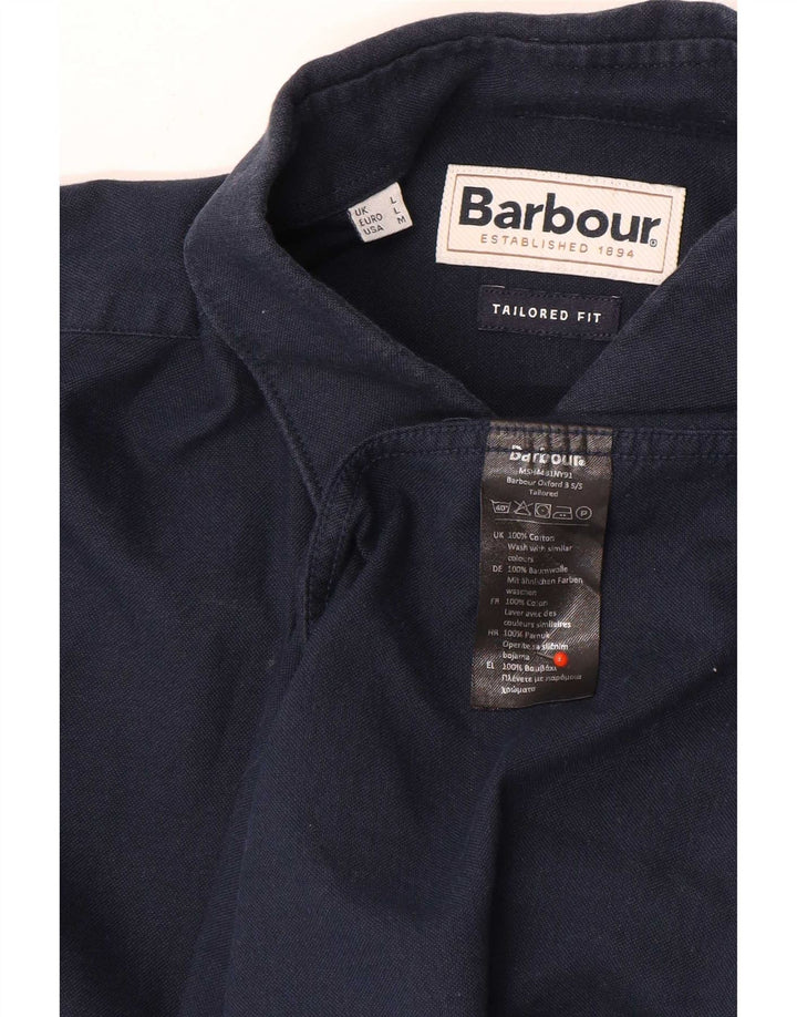 Barbour muška krojena košulja kratkih rukava srednje tamnoplave boje