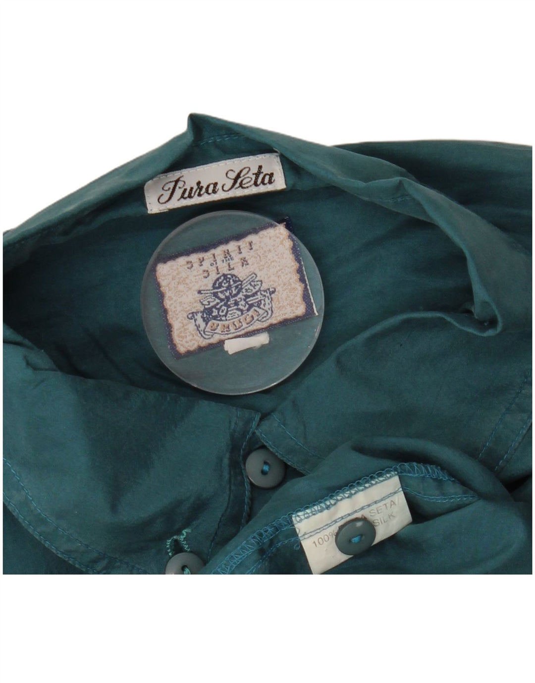 VINTAGE muška široka košulja kratkih rukava srednje zelene svile