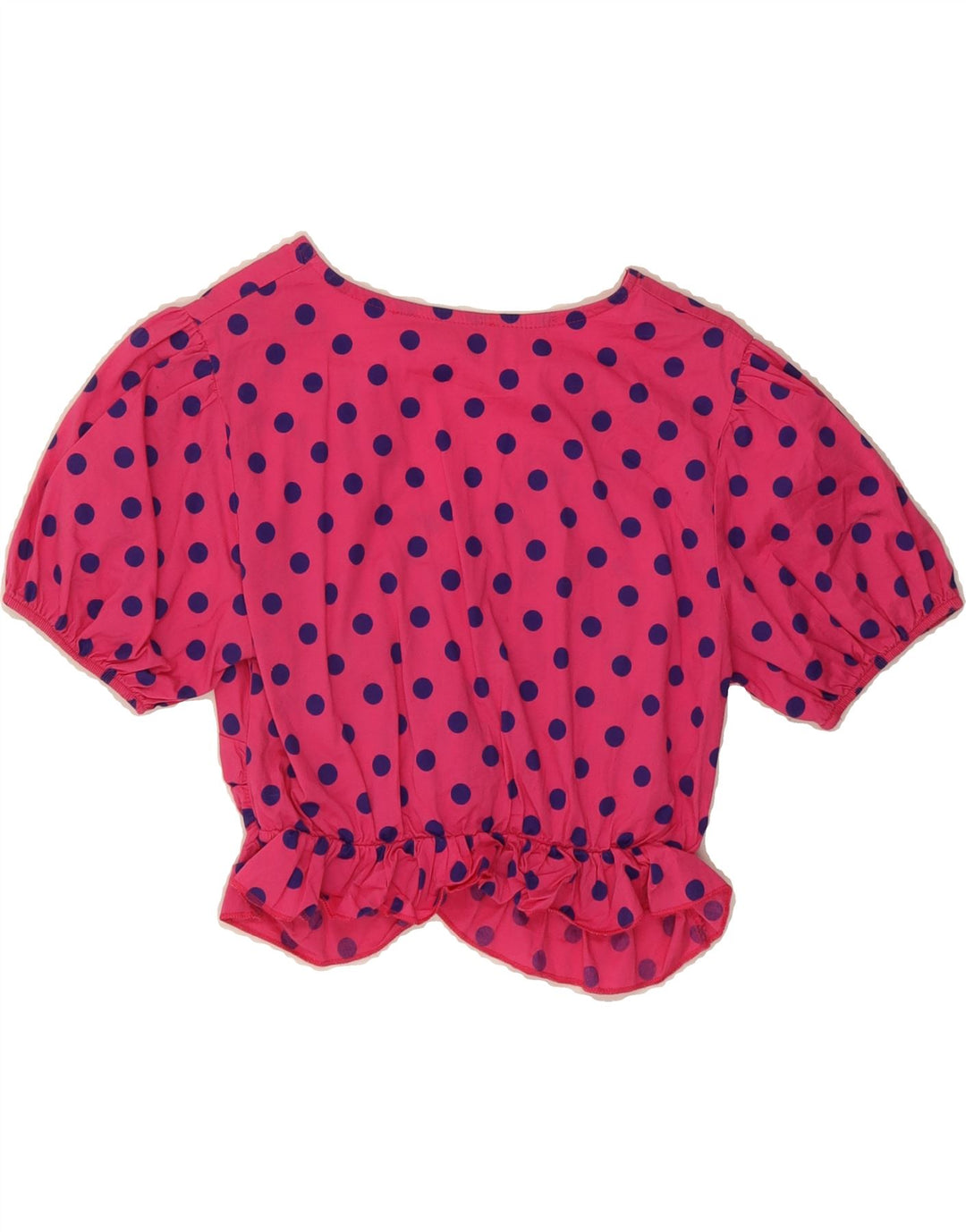 VINTAGE Womens Crop Blouse Top UK 12 Medium Pink Polka Dot Vintage Vintage and Second-Hand Vintage from Messina Hembry 