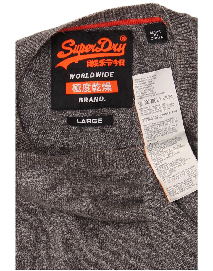 SUPERDRY muški pulover s okruglim izrezom Veliki sivi pamuk