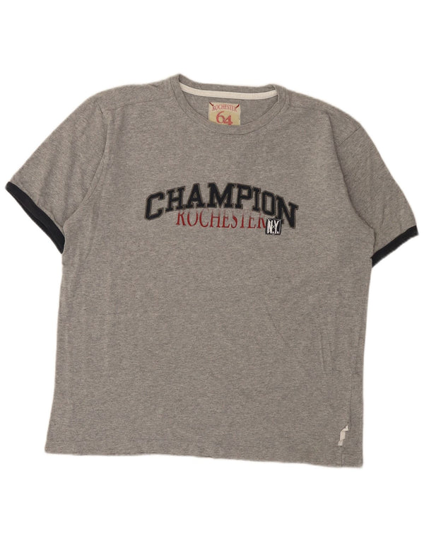 Champion Mens NY Rochester Graphic T-Shirt Top Large Grey Flected