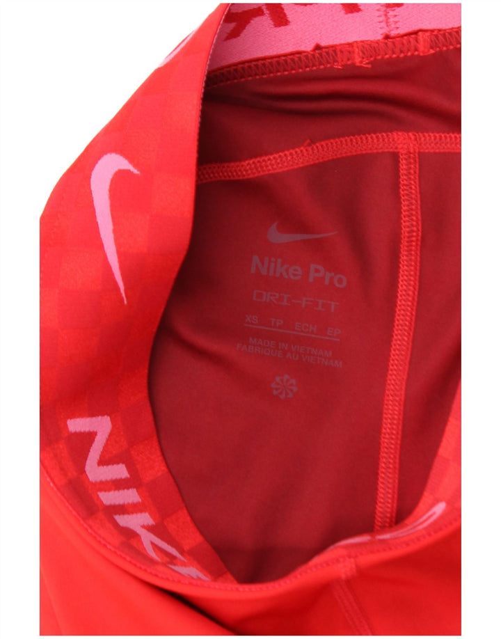 NIKE Womens Dri Fit Graphic Leggings UK 6 XS  Red Polyester