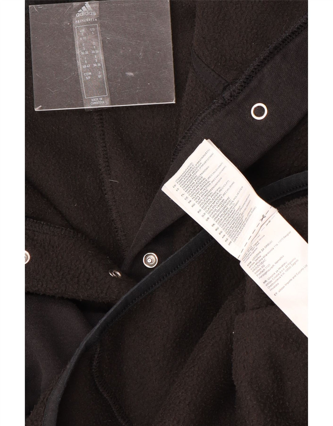 ADIDAS veliki ženski džemper od flisa s kapuljačom UK 8/10 mali crni poliester