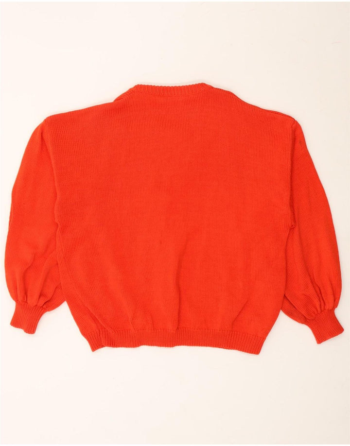 VINTAGE Womens Cardigan Sweater UK 16 Large Orange Vintage Vintage and Second-Hand Vintage from Messina Hembry 
