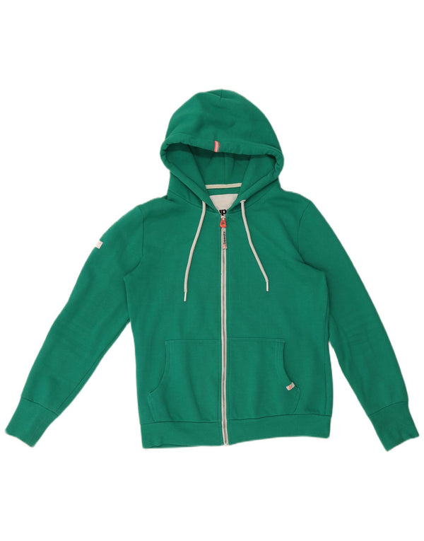 Superdry ženski pulover s kapuljačom na patentni zatvarač UK 14 Srednje zeleni pamuk
