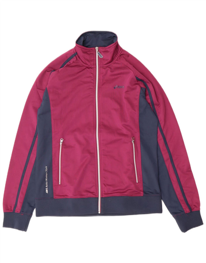 ASICS ženska gornja jakna za trenirku UK 14 Large Purple Colourblock Poliester