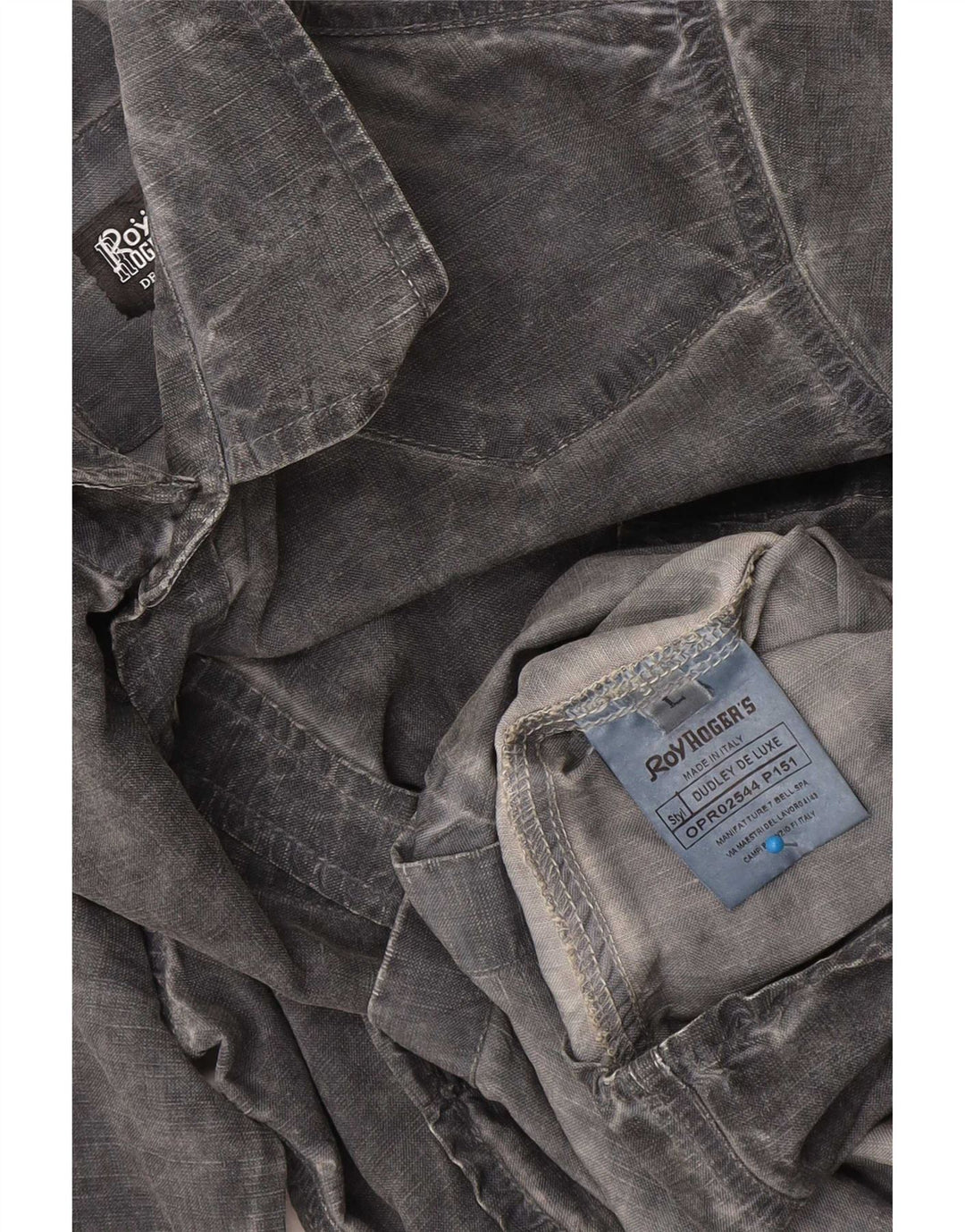 Roy Rogers muška košulja Acid Wash Large Grey Lyocell
