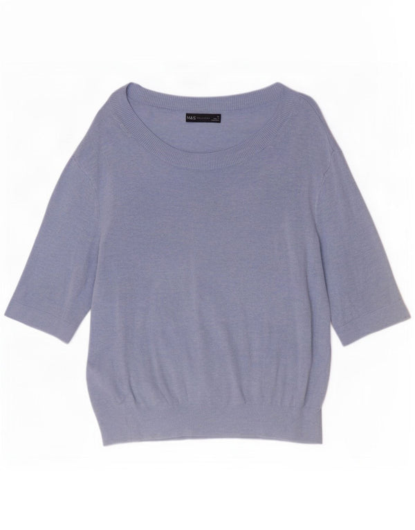 Marks & Spencer ženski džemper s 3/4 rukavima s lađastim izrezom UK 10 Small Blue