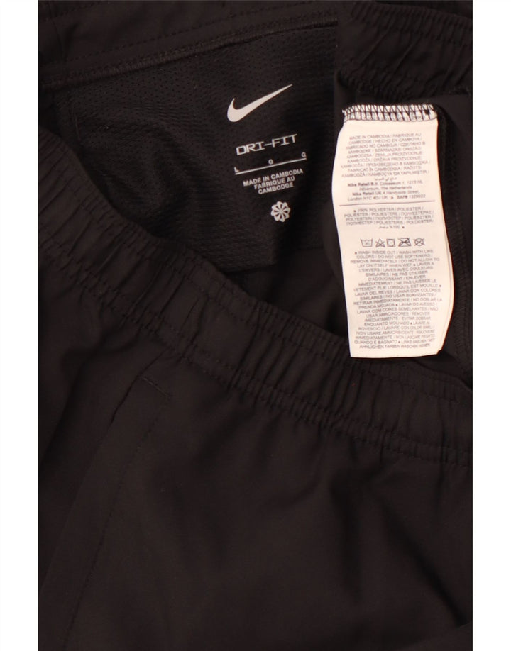 NIKE Ženske Dri Fit Trenirke Hlače Joggers UK 14 Veliki crni poliester